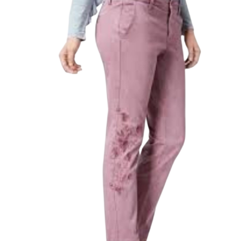 Westport mid rise boyfriend embroidered floral pants‎ plus size 16W new!!